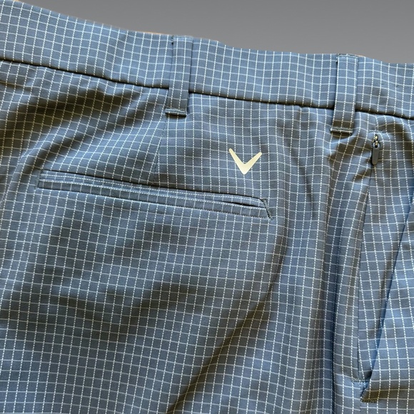 CALLAWAY Men Golf Shorts Flat front Stretch Opti Dri Media Pocket Blue White 40 - Picture 10 of 11